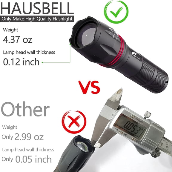 XZHANH-A100 2000 Lumen Flashlight 2 Pack, Heavy-Duty Aluminum Tactical Flashlights High Lumens with 5 Modes Zoomable Waterproof, Emergency Camping Essentials for Home Hiking