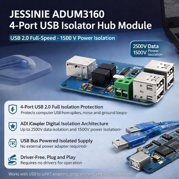 XZHANH-ADUM3160 4Port USB Isolator Hub Module, USB 2.0 FullSpeed, 1500 V Power Isolation
