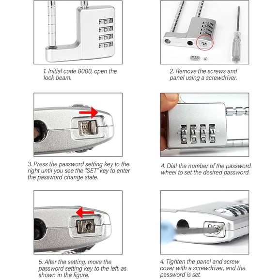 XZHANH-Adjustable Combination Lock Long Shackles Security Padlock Multifunction Combination Lock Upgraded For Gym School & Fence