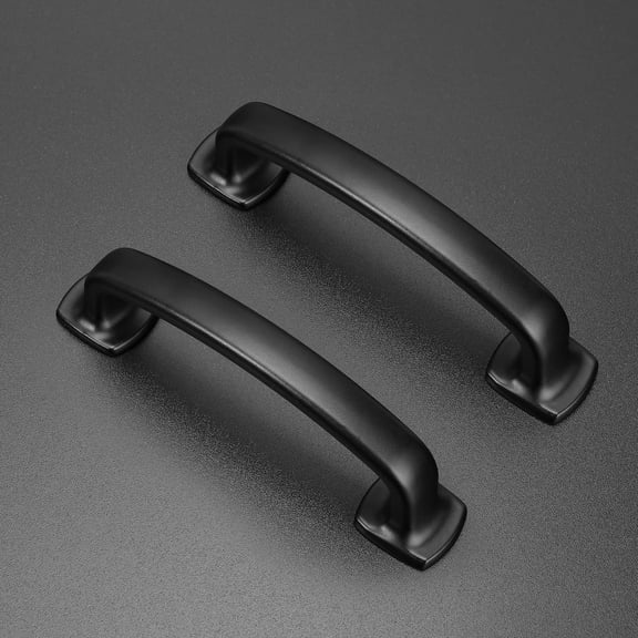 XZHANH-Arch Cabinet Pulls Solid 10 Pack 3 Inch Matte Black Kitchen Cabinet Handles Flat Square Foot Curved Drawer Pulls Hardware for Kitchen Cabinet