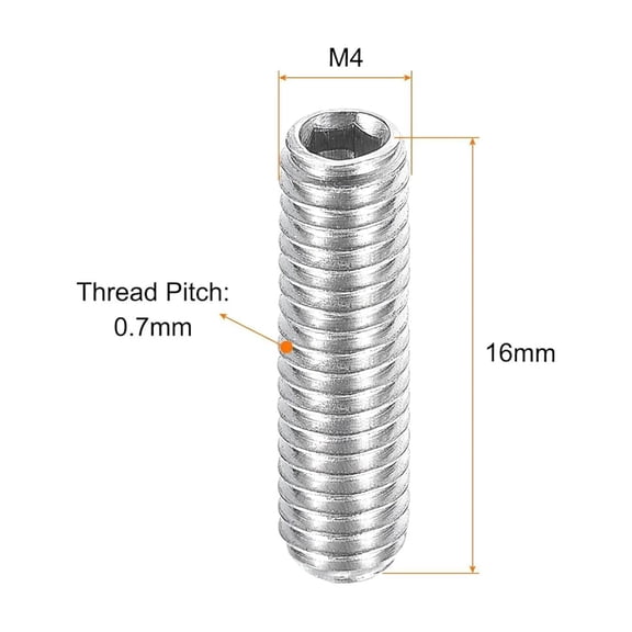 XZHANH-Ball Point Set Screws, M4 x 16mm 304 Stainless Steel Metric Spring Hex Socket Screw 20pcs