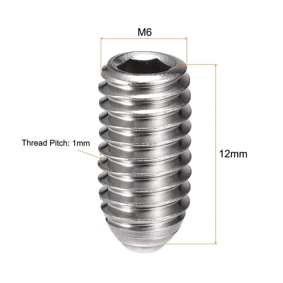 XZHANH-Ball Point Set Screws, M6 x 12mm 304 Stainless Steel Metric Spring Hex Socket Screw 20pcs