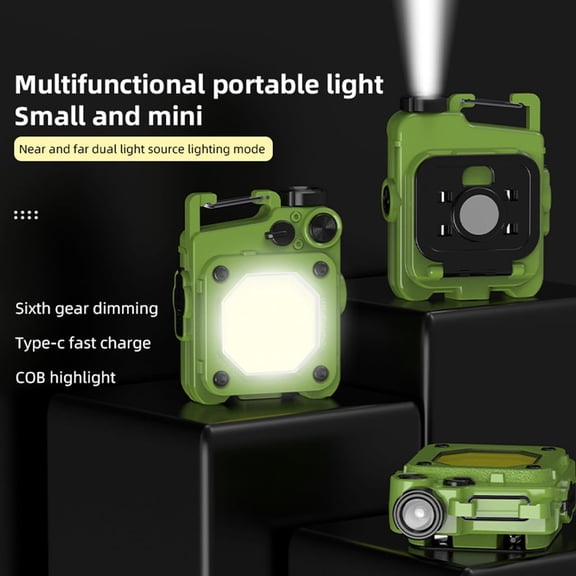 XZHANH-COB Small Flashlight Bright Rechargeable Key Chain mini Flashlight 1000 lumens with 6 Lighting Modes Lights with Collapsible Bracket and Strong Magnet Nightshift Camping Hiking Emergency