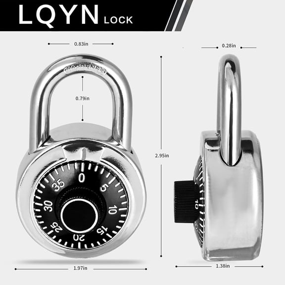 XZHANH-Combination Lock, Standard Dial Combination Lock, Pack of 1; Black Turnplate, 2 in. Wide, Fixed Three Digital Combination, for School, Gym & Locker, Toolbox, Gate