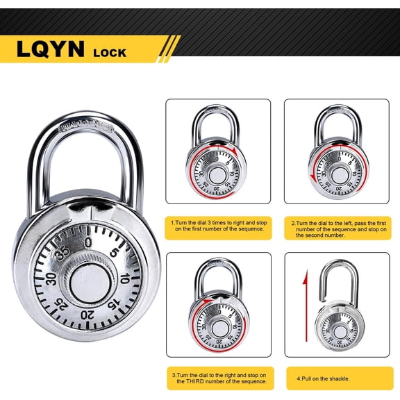 XZHANH-Combination Lock, Standard Dial Combination Lock, Pack of 1; Silver Turnplate, 2 in. Wide, Fixed Three Digital Combination, for School, Gym & Locker, Toolbox, Gate
