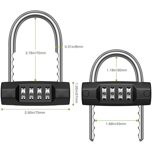 XZHANH-Combination Padlock, 4 Digit Resettable Combo Lock with Adjustable Shackle, Gym Lock Waterproof for School, Employee, Gym & Sports Locker, Gate, Case, Toolbox, Fence