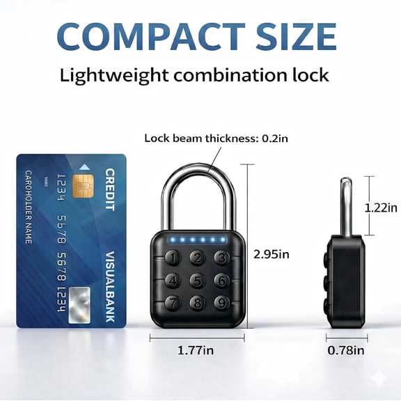 XZHANH-Combination Padlock Combination Lock with 6-Digit Code, Digital Padlock with Keyless Entry, IP67 Waterproof Zinc Alloy Lock for Locker, Gym, Travel, Outdoor, Gate (Black)