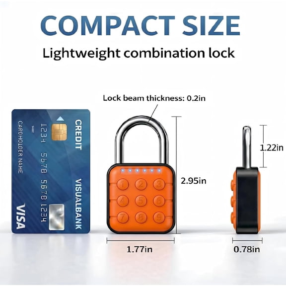 XZHANH-Combination Padlock Combination Lock with 6-Digit Code, Digital Padlock with Keyless Entry, IP67 Waterproof Zinc Alloy Lock for Locker, Gym, Travel, Outdoor, Gate (Orange)