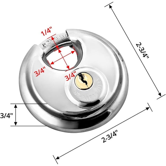 XZHANH-Disc Locks, 2 Pack Heavy Duty Steel Keyed Different Padlock Disc Storage Locks for Storage Unit, 3/8" Shackle