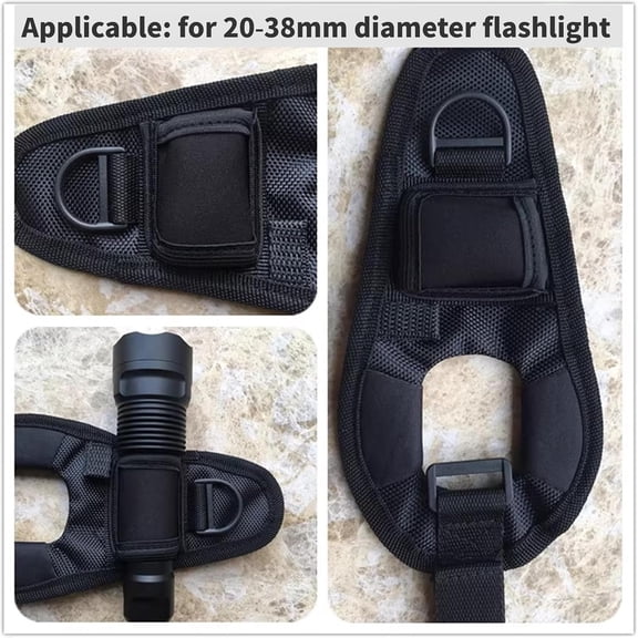 XZHANH-Diving Flashlight Glove,Hands Free Flashlight Case,Adjustable Diving Torch Protective Cover with Nylon Fixing Wrist Strap for 2038mm Diameter Flashlight