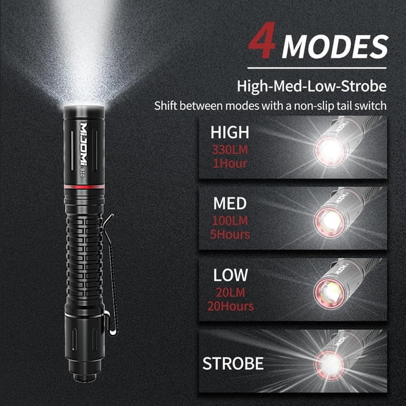 XZHANH-EDC Compact Flashlight, 330 High Lumen AAA Rechargeable with Clip and Small Tactical Switch Pocket Flashlight for Inspection,Work,Emergency,Hiking,Home,Outdoor