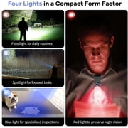 XZHANH-EDC Flashlight Clip-on Light, 600 High Lumens Rechargeable Four Sources Compact Pocket Clip Light, Magnetic Lights with Type-C Charging for Signaling, Cycling, Outdoor or Indoor Use