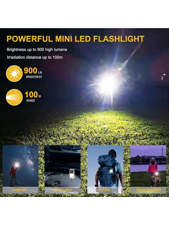 -EDC Flashlight Rechargeable, 10 Modes LED Mini Keychain Flashlights High Lumens, Pocket Flash Light with UV Red Blue Side Light, Waterproof Small Flashlights for Camping Hiking Emergencies
