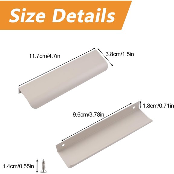 XZHANH-Finger Edge Pull, 4pcs Concealed Handle Modern Style Drawer Handles, Curved Aluminum Alloy Invisible Handle for Cabinet Hardware Drawer,120mm/Cashmere Gray
