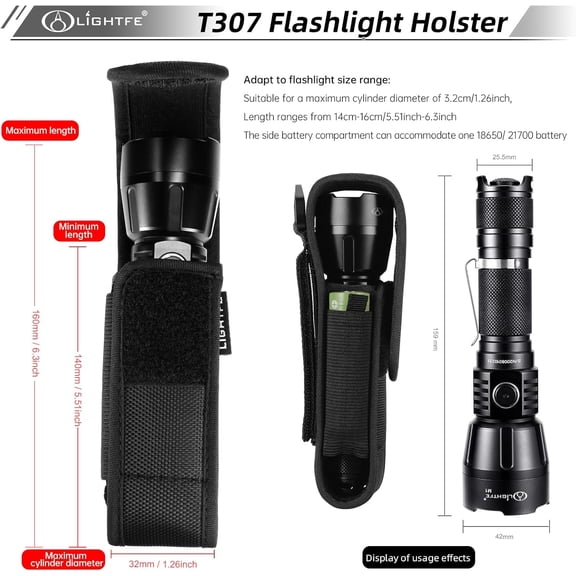 XZHANH-Flashlight Holster Tactical Flashlight Holster Flashlight Holder Molle, Adjustable Telescopic Flashlight Holster