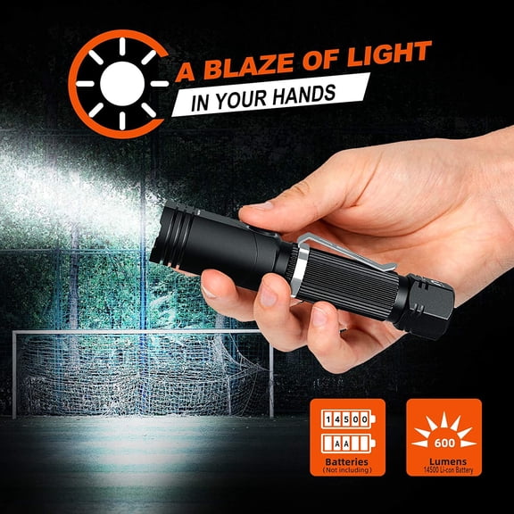 XZHANH-Flashlight, N7 600 Lumens Tactical Flashlight, 90 Degree Ip65 Waterproof Led Mini Flashlight 4 Modes- Best High Lumens are for Camping, Outdoor, Hiking Not Including Batteries Gift
