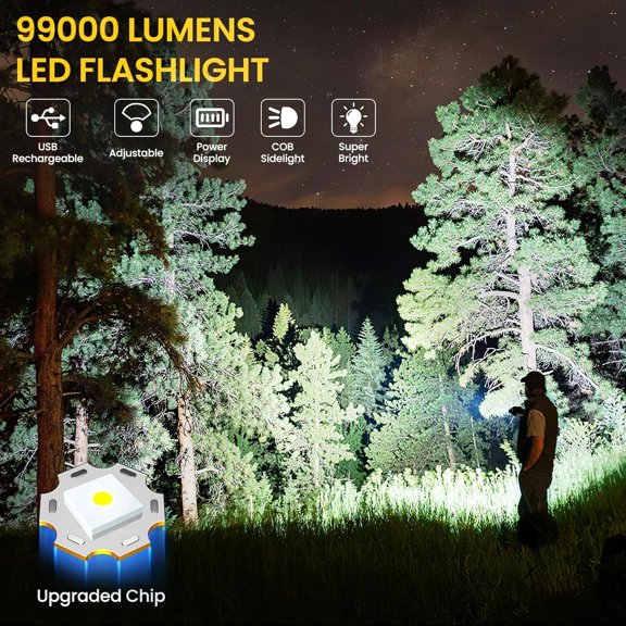 XZHANH-Flashlight Rechargeable Flashlights High Lumens, 99,000 LM Bright LED Flashlight Powered Flash Light, USB Rechargeable Flashlights & Waterproof Handheld Flash lights for Home Camping Hiking(2