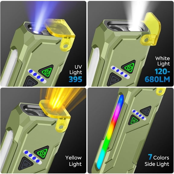 XZHANH-Flat LED Handheld Flashlight Rechargeable Light Camping Dog Walking Working (Green)