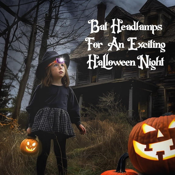 XZHANH-Halloween Bat Headlamps, 2 Pack Head Lamps with Warm/Red/Strobe 3 Modes, Headlights for Party and Decorations, Ideal Halloween Gifts