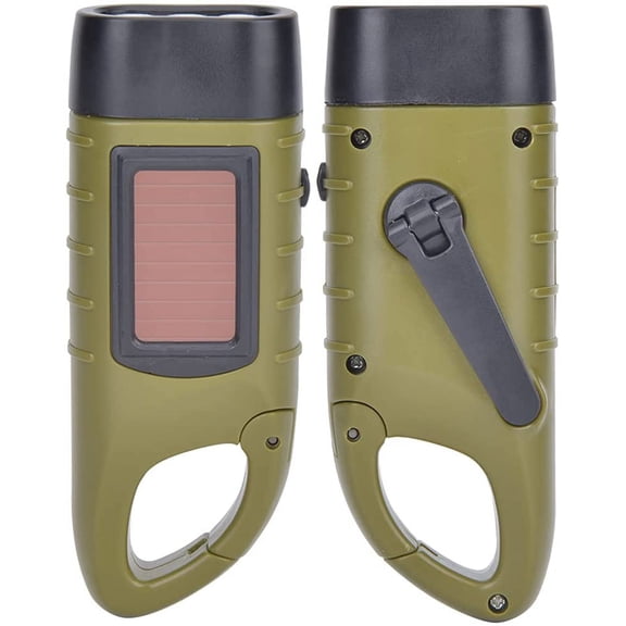 XZHANH-Hand Cranking Solar Powered Flashlight, Survival Flashlight, Rechargeable Emergency LED Dynamo Quick Snap Clip Backpack Torch for Outdoor Camping Hiking(#1)