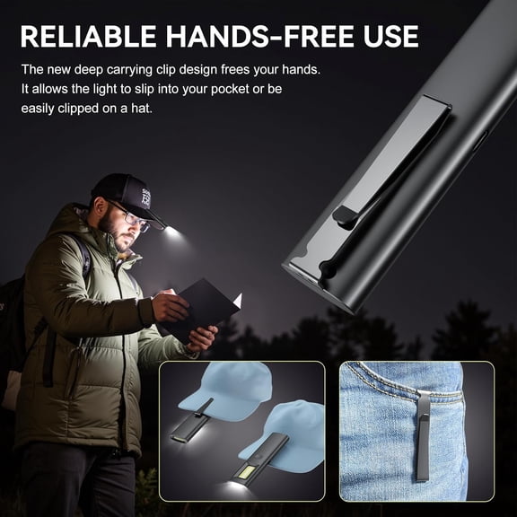 XZHANH-Handheld Pro Rechargeable EDC Flat Flashlight with Green Beam, UV and White LED Combo, 800 Lumens Portable Pocket Lights with Magnet/Bag for Outdoors Travel Camping (Black NO Bag)