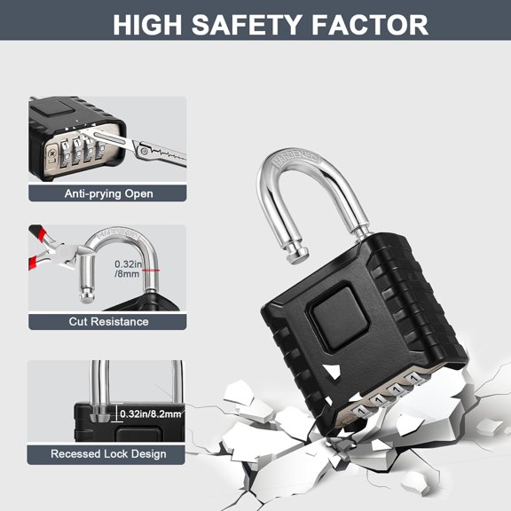 XZHANH-Heavy Duty Combination Lock Outdoor, Gate Lock Weatherproof, Large Padlock with Code 4-Digit, High Security Combo Lock with Hidden Password for Shed, Fence, Garage, Garden, Backyard (Black)