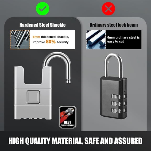 XZHANH-Heavy Duty Combination Padlock, Large Outdoor Padlock [Wrapped Beam] High Security, One-Touch Unlocking, Design of Hidden Password Suitable for Locker, Home, School, Garage, Gate (Silver)