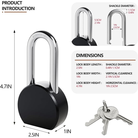 XZHANH-Heavy Duty High Security Padlock, 2.75-Inch Solid Steel Body, Waterproof Anti-Theft Disc Lock for Outdoor Gate, Storage Unit, Trailer, Garage (Black)