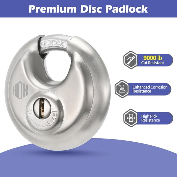 XZHANH-Heavy Duty Padlock with Key 70mm Stainless Steel Commercial Discus Keyed Lock, High Security, 1 Pack