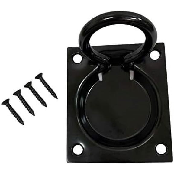 XZHANH-Heavy Duty Steel Flush Ring Pull, 3" x 3-1/2", Matte Black, 1 Pack, Made in Taiwan