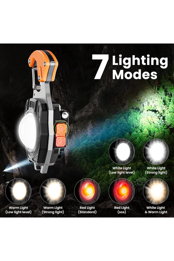 -Keychain Work Light Keychain Flashlights,Portable Rechargeable COB Work Light Emergency Light with Magnet Base,Whistle for Fishing,Cycling and Hiking-7 Light Modes