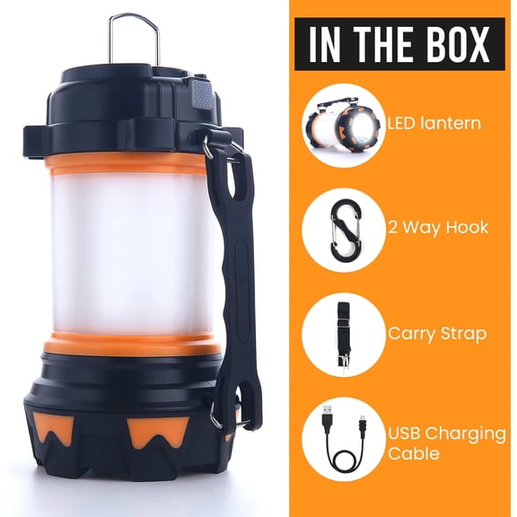 XZHANH-LED Camping Lantern Rechargeable, Super Bright Lantern Flashlight and 360 Degree Illumination, Power Bank, IPX4 Waterproof for Hurricane Emergency Survival, Power Outages, Hiking, Home, Tent