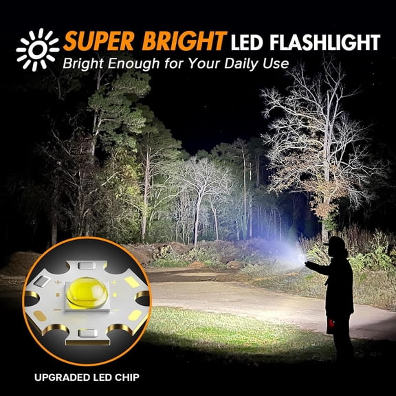 XZHANH-LED Flashlight High Lumens SR2000 Pro, 2 Pack Brighter Tactical Flashlights with 5 Modes & Zoomable, Powerful Mini Flash Light for Emergency, Camping, Hiking (Orange)