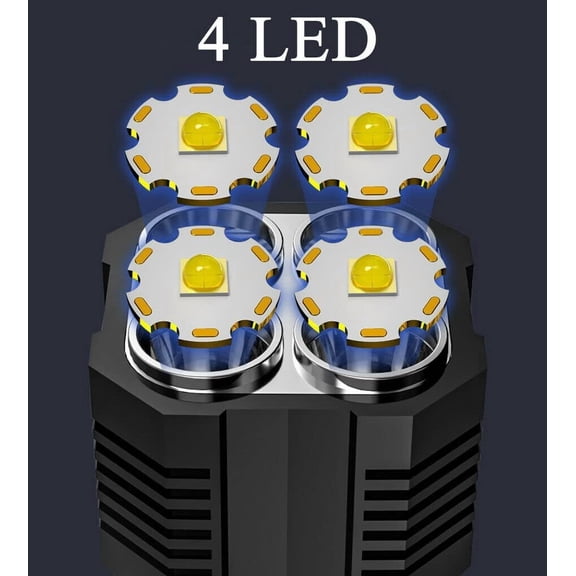 XZHANH-LED Flashlight USB Rechargeable, High Lumens Tactical Light with Sidelight, 4X LED, Spotlight, Handheld Super Brightest Flashlights, Portable Torch for Outdoor Camping Home Emergency Lantern