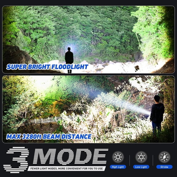 XZHANH-LED Flashlights High Lumens Rechargeable, Super Bright Flash Light, 3 Modes IPX7 Waterproof, High Powered Flashlights for Camping Emergencies (2)