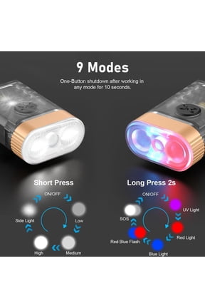 -LED Small Powerful EDC Flashlight, 365nm UV Black Light, Mini Led Flashlight High LM, USB C Rechargeable Mini Keychain Flash Light with Clip, Tail Magnet, 9 Modes, Waterproof Pocket Flashligh