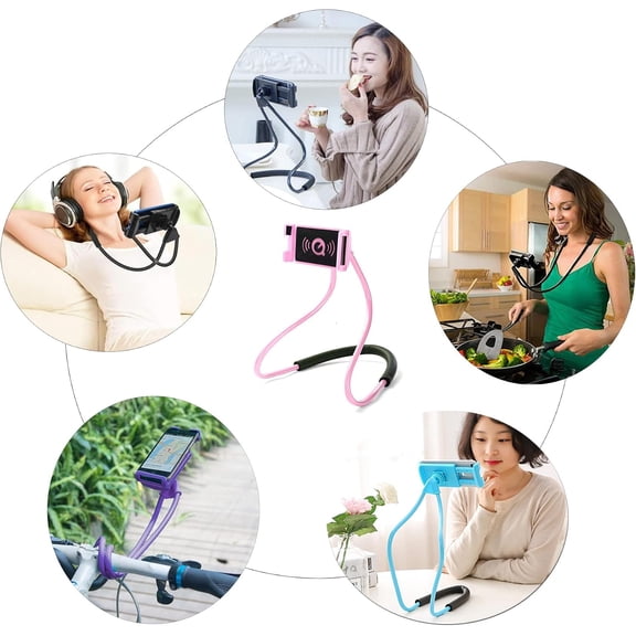 XZHANH-Lazy Neck Phone Holder, Around The Neck Phone Holder for Hands-Free Mobile Phone Holder on Bed/Tableb, 27.6'' Length for 4.7''-6.7'' Screen (Pink)