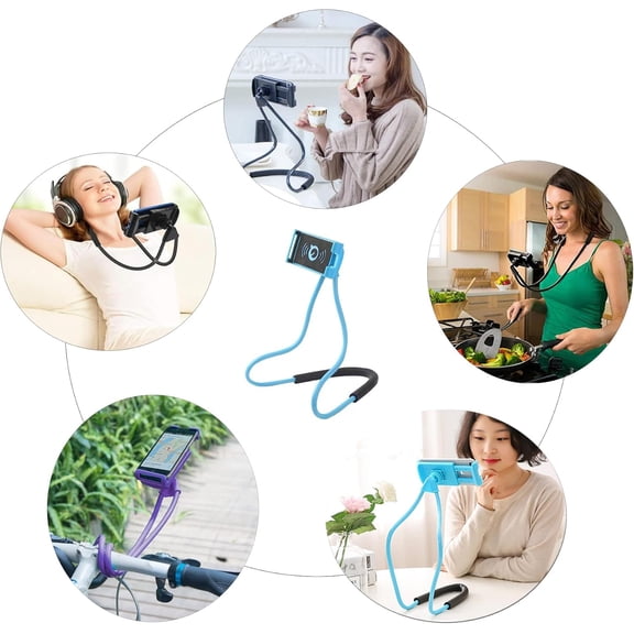XZHANH-Lazy Neck Phone Holder, Around The Neck Phone Holder for Hands-Free Mobile Phone Holder on Bed/Tableb, 27.6'' Length for 4.7''-6.7'' Size (Blue)