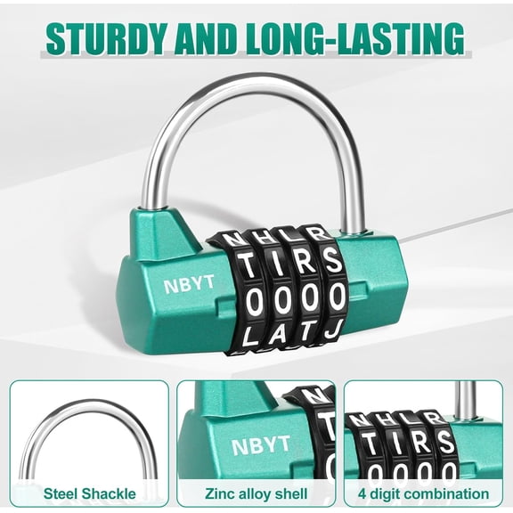 XZHANH-Letter Combination Padlock,Short Word or Acronym Lock, Gym Changing Cabinet, School Wardrobe, Storage Cabinet, Toolbox, Word Padlock can Reset Code.