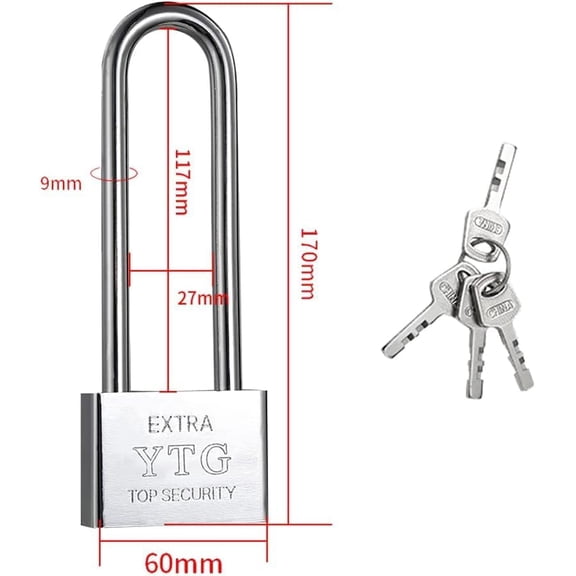 XZHANH-Long Locks with Key Slick Locks, Long Shackle Padlock for Locker Cabinet Drawer Single Pack