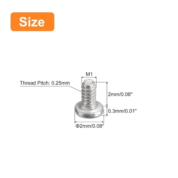 XZHANH-M1-0.25 x 2mm 100Pcs Flat Round Head Screws 304 Stainless Steel Phillips Drive Machine Screws Hardware Fastener for Furniture Connection