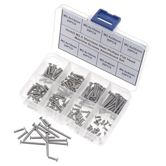 XZHANH-M2.5 Stainless Steel Phillips Flat Head Machine Screws Assortment Kit