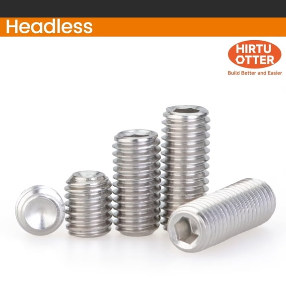 XZHANH-M2.5 x 4mm 50 Pcs Set Screws, Headless Concave End, Grub Screws with Internal Hex Drive, 304 Stainless Steel, Metric Thread, for Bathroom Fixtures, Towel Racks, Light Fixtures