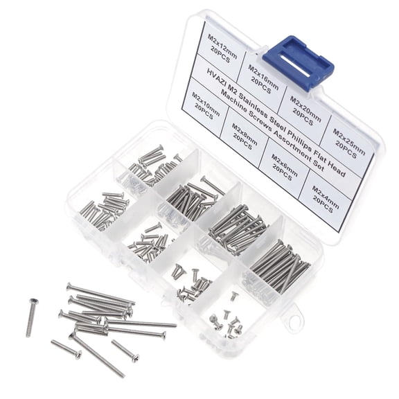 XZHANH-M2 Stainless Steel Phillips Flat Head Machine Screws Assortment Kit