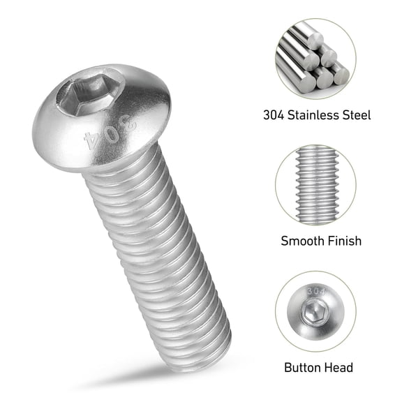 XZHANH-M4 x 40mm 100PCS Button Head Hex Socket Cap Screws Bolts, 304 Stainless Steel 18-8, Allen Hex Drive, Full Thread, Bright Finish, with Hex Spanner