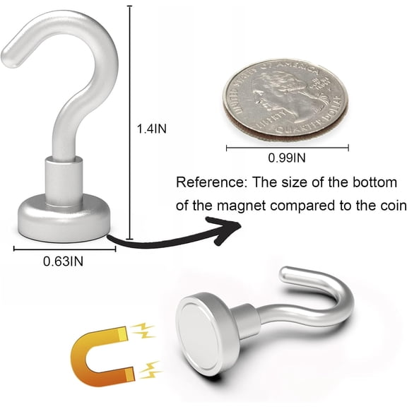 XZHANH-Magnetic Hooks Refrigerator, Cruise Ship Accessories,22 LBS Super Magnets with Neodymium Rare Earth for Hanging, Door Holder, Keys, Home, Office, Refrigerators, BBQ, Pack of 10