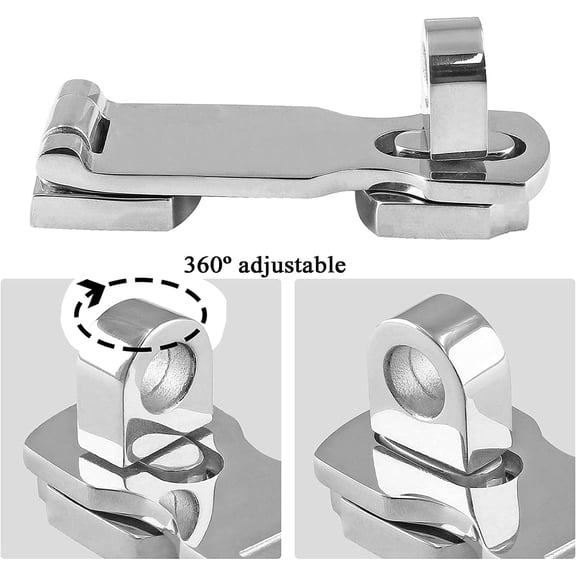 XZHANH-Marine Grade 316 Stainless Steel Door Hasps, 3 Inch Heavy Duty Swivel Safety Hasp with Turning Padlock Eye Mount