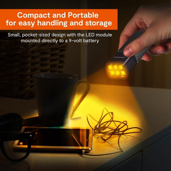 XZHANH-Mini Amber Flashlight, 9V-Battery, Blue Light Blocking Amber LED Flashlight, Small Pocket Flashlight for Eye Care & Sleep Aid