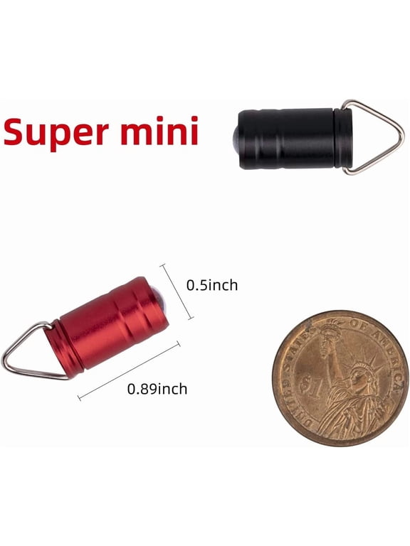 -Mini Keychain Flashlight, The Smallest Micro Small Tiny Led Flashlight Only 0.9in Long, EDC Ultra Bright Key Ring Led Light Torch,2 PCS.(Red and Black)Batter Include