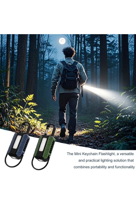 -Mini Keychain Flashlight with 6th Gear Dimming - Portable LED Rechargeable Work Light for Camping, Hiking, and Emergency (Blue)